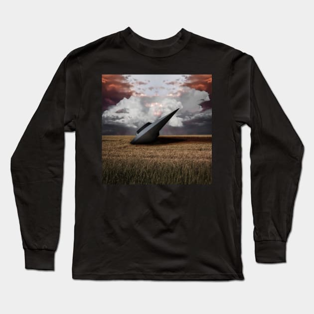 Retro Sci - fi. Crashed UFO Long Sleeve T-Shirt by rolffimages